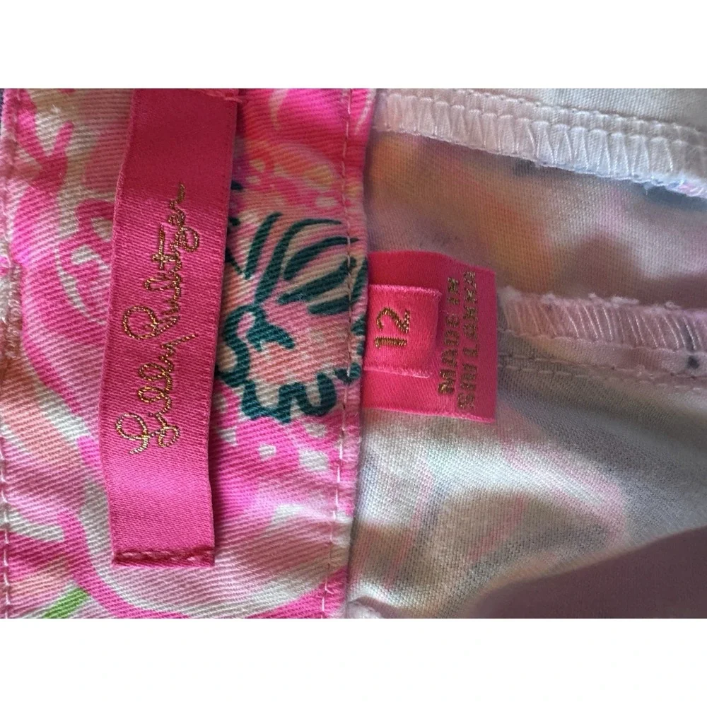 Lilly Pulitzer Jayne Stretch Shorts Size 12 Vibrant Floral Print Pockets Preppy